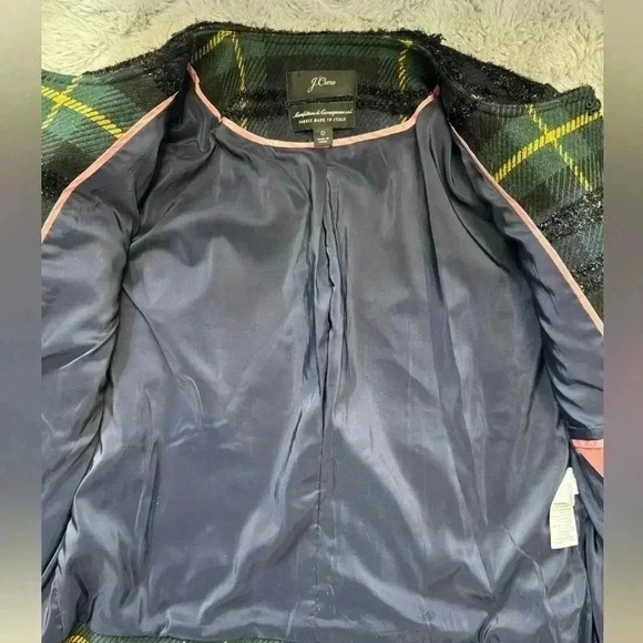 J. Crew Lady Jacket Tweed Blazer Black Watch Plaid 0 Party Festive Holiday Dress - Picture 10 of 16